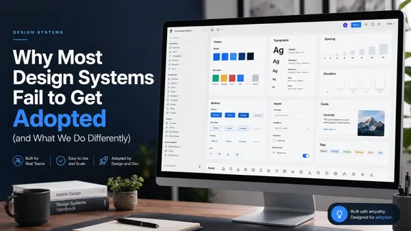 Figma design system file showing component library, color tokens, and typography styles on a desktop screen